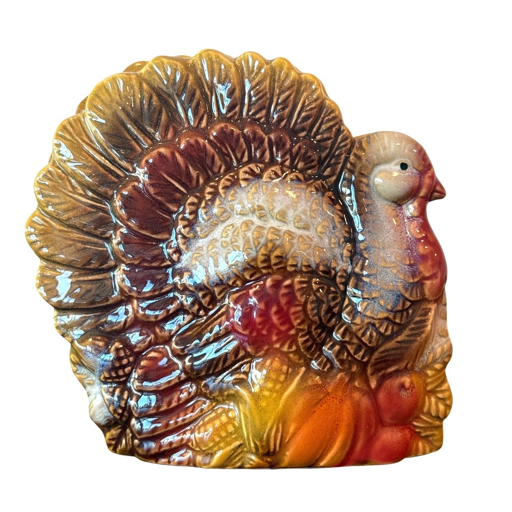Vintage RARE Ceramic Better Homes and Gardens Turkey Napkin Holder 5" Tall